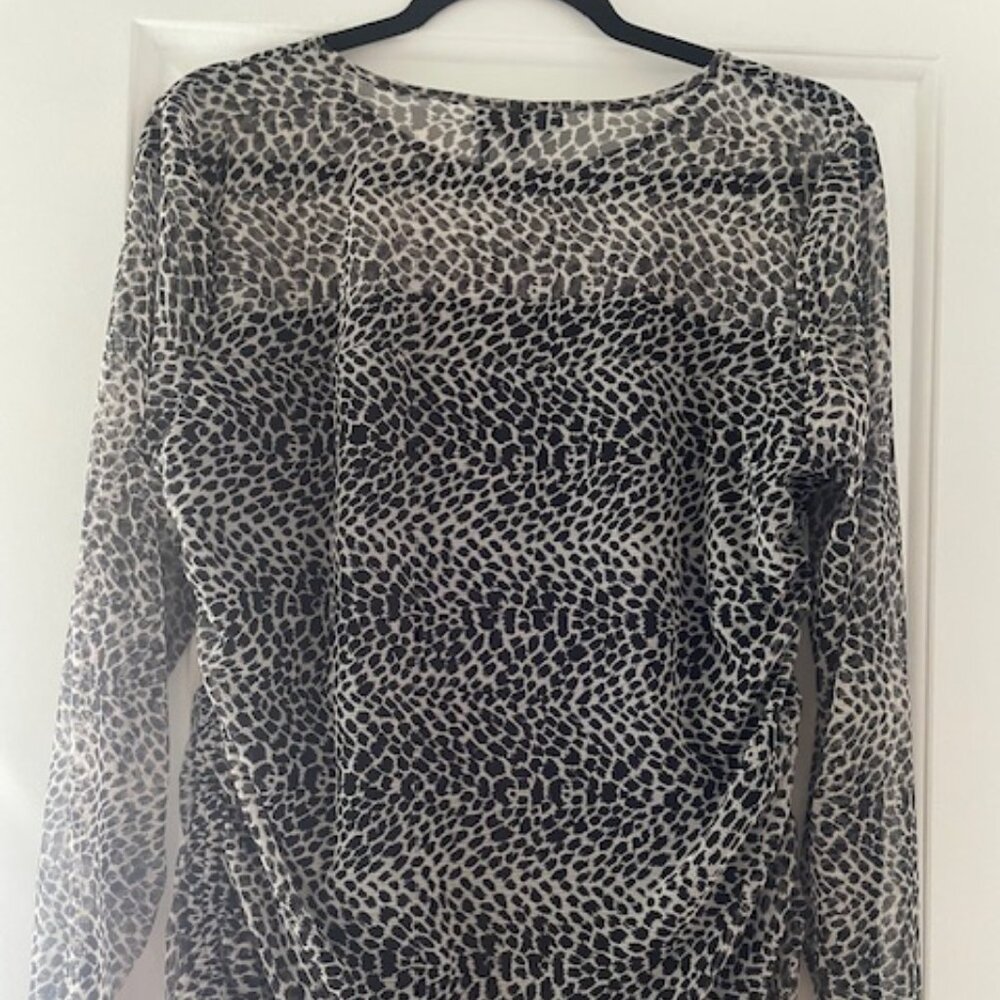 DKNY Black and White Mesh Top